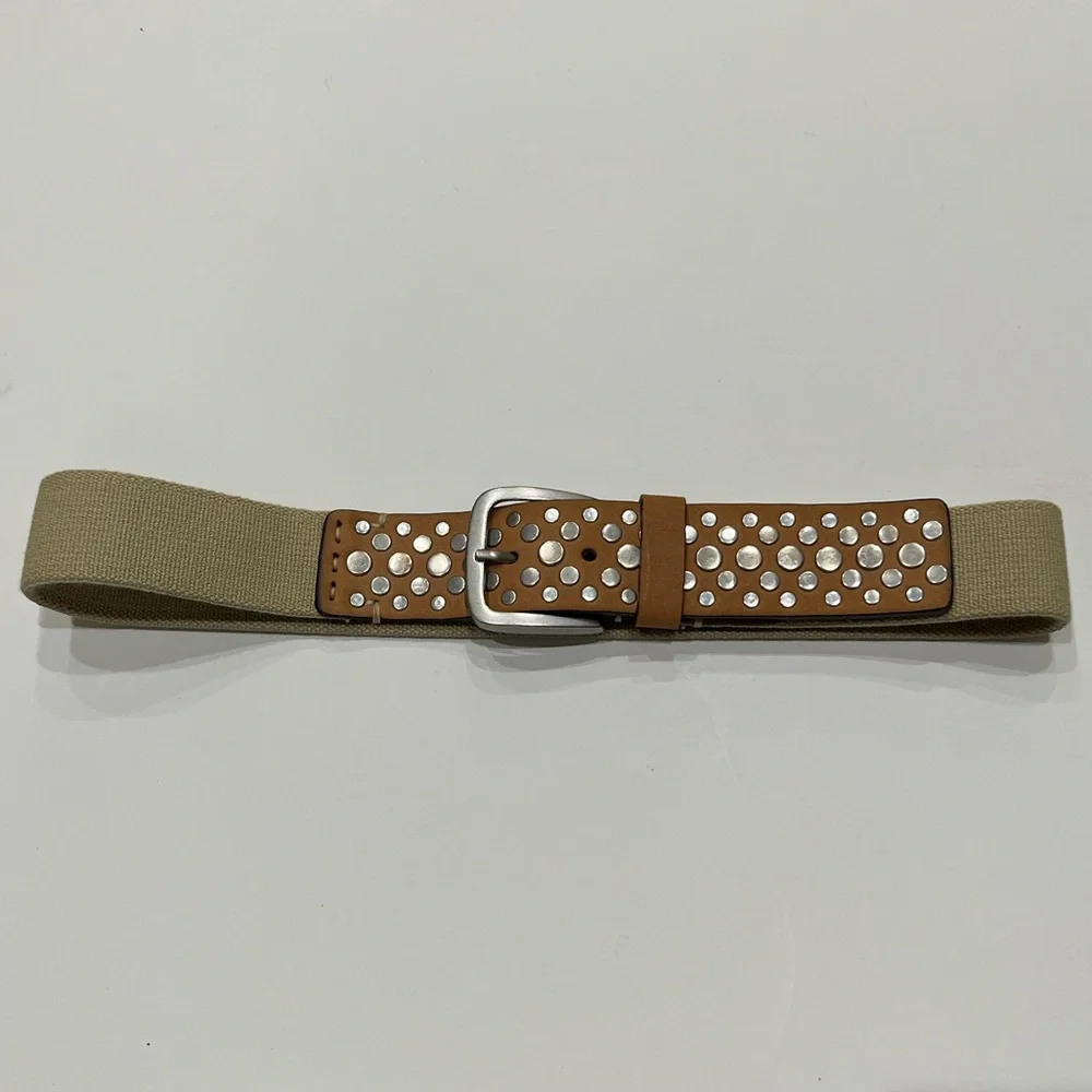 Banana‎ Republic Tan Leather and Elastic Studded Belt Sz. S